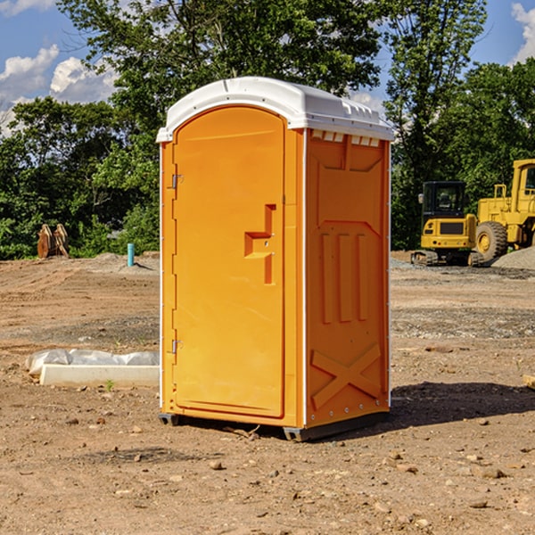 how often are the portable restrooms cleaned and serviced during a rental period in Tilton